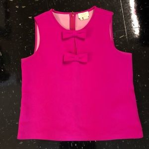 {Kate Spade} Hot Pink Keyhole Bow Sleeveless Top